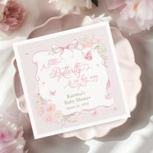 Little Butterfly Bloom Girl Baby Shower Napkins