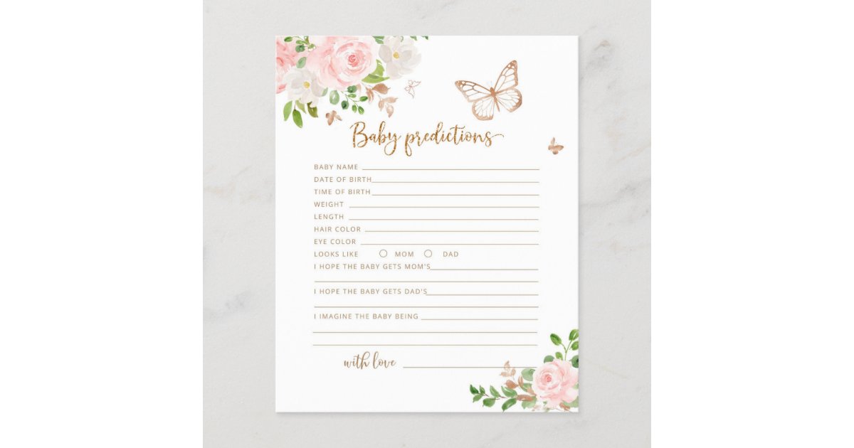 Little butterfly blush gold baby predictions Zazzle