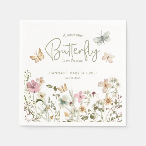 Little Butterfly Boho Baby Shower Napkins