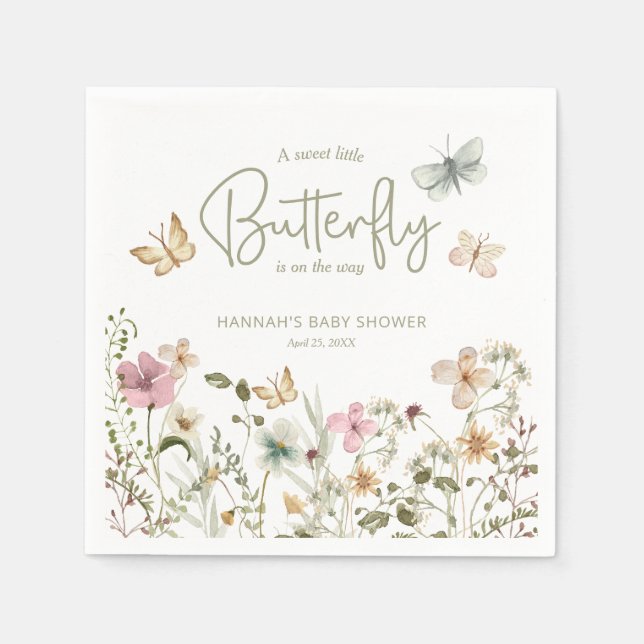 Little Butterfly Boho Baby Shower Napkins (Front)