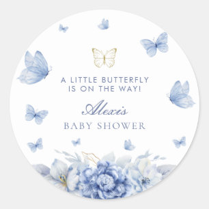 Little Butterfly Boy Baby Shower Classic Round Sticker