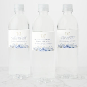 Little Butterfly Boy Baby Shower Water Bottle Label