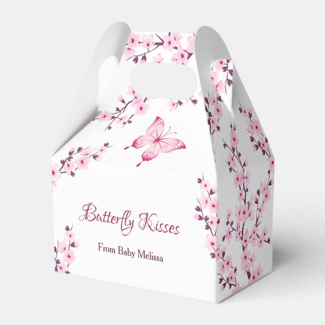 Little Butterfly Cherry Blossom Baby Shower Favor Boxes (Front Side)