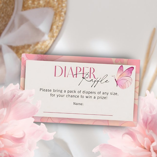 Little Butterfly Diaper Raffle Baby Shower  Game  Enclosure Card (Creator Uploaded)
