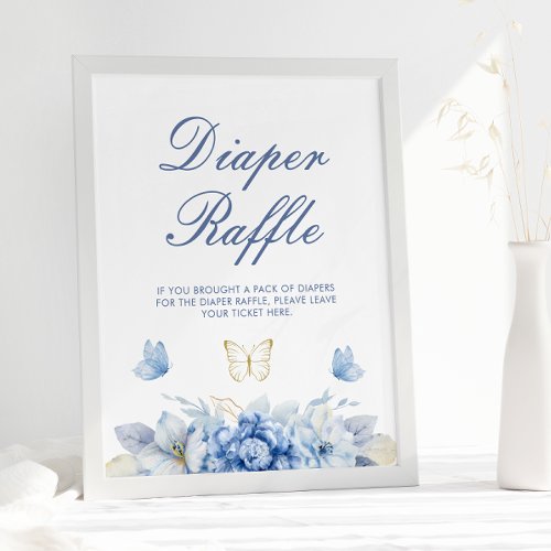 Little Butterfly Diaper Raffle Baby Shower Poster