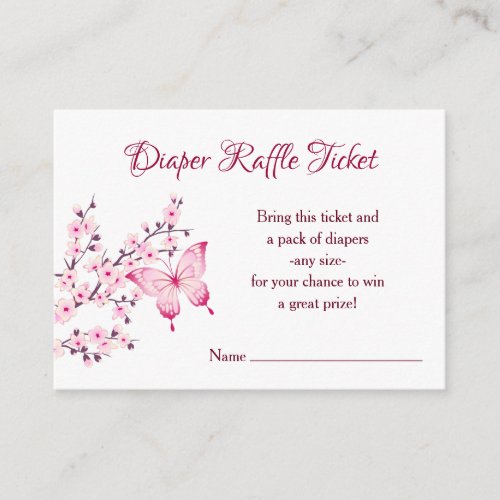 Little Butterfly Diaper Raffle Ticket Enclosure Card