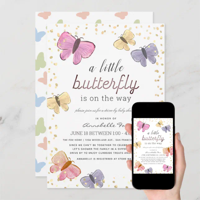 Little Butterfly Driveby Baby Shower Invitation Zazzle