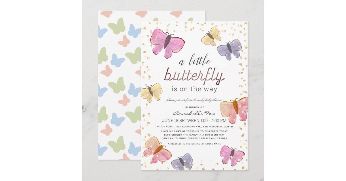 Little Butterfly Driveby Baby Shower Invitation Zazzle
