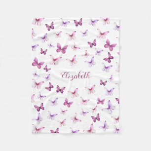 Little Butterfly First Birthday Baby Girl Fleece Blanket