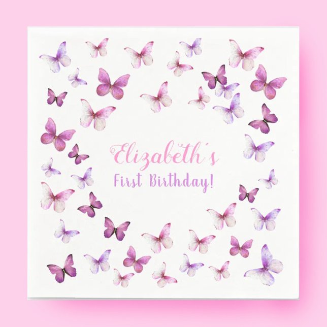 Little Butterfly First Birthday Baby Girl  Napkins (Creator Uploaded)