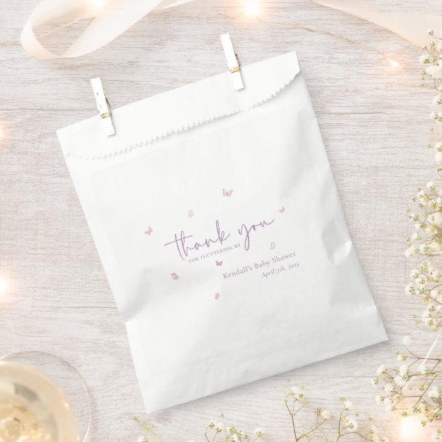Little Butterfly Garden Baby Shower Thank You Favor Bag (Clipped)