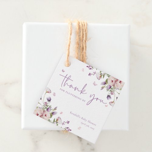 Little Butterfly Garden Baby Shower Thank You Favor Tags
