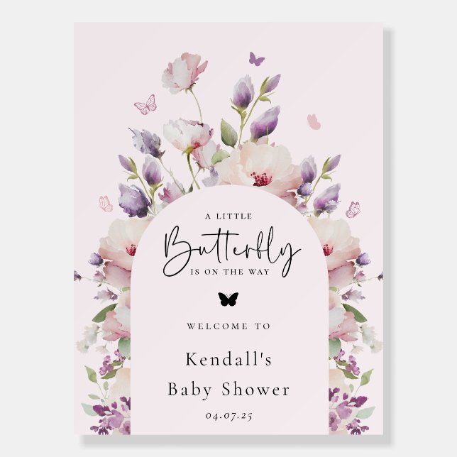 Little Butterfly Garden Baby Shower Welcome Foam Board (Front)