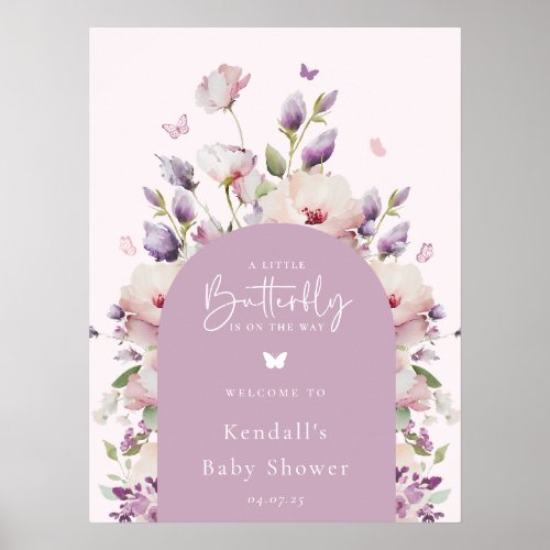 Little Butterfly Garden Baby Shower Welcome Poster