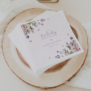 Little Butterfly Garden Floral Baby Shower Napkins