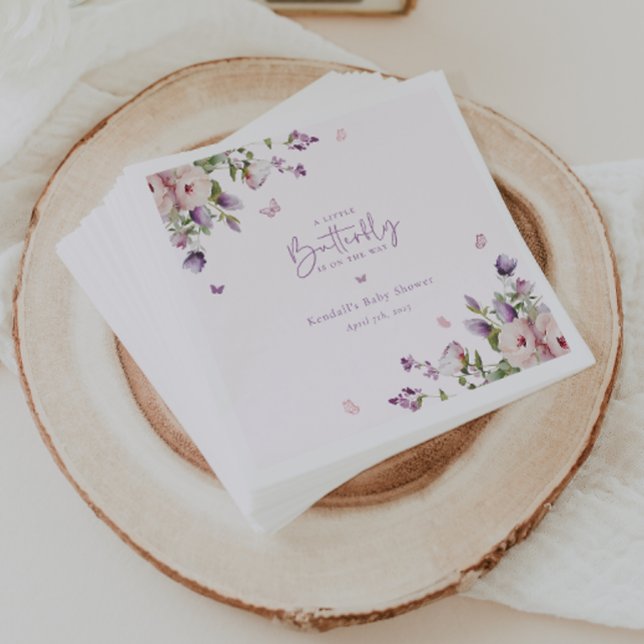 Little Butterfly Garden Floral Baby Shower Napkins (Creator Uploaded)