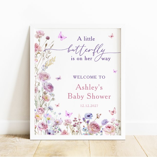 Little Butterfly Garden Girl Baby Shower Welcome  Poster (Creator Uploaded)