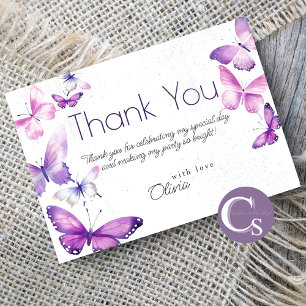 Little Butterfly Girl 1st Birthday Party Thank You Card