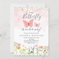 Little butterfly girl baby shower invitation