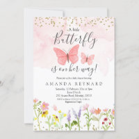 Little butterfly girl baby shower invitation