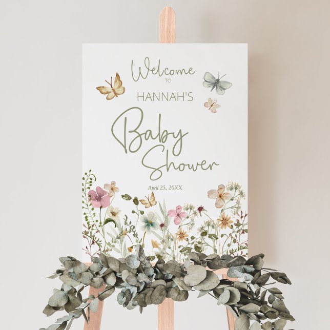 Little Butterfly Girl Baby Shower Welcome Sign (Little Butterfly Baby Shower Welcome Sign)