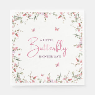 Little Butterfly Girl Watercolor Baby Shower Napkins