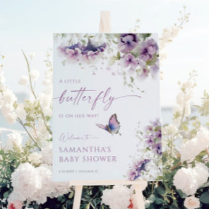 Little butterfly is on her way baby shower welcome foam board