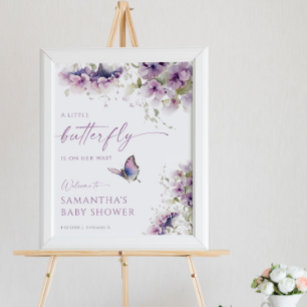 Little butterfly is on her way baby shower welcome poster