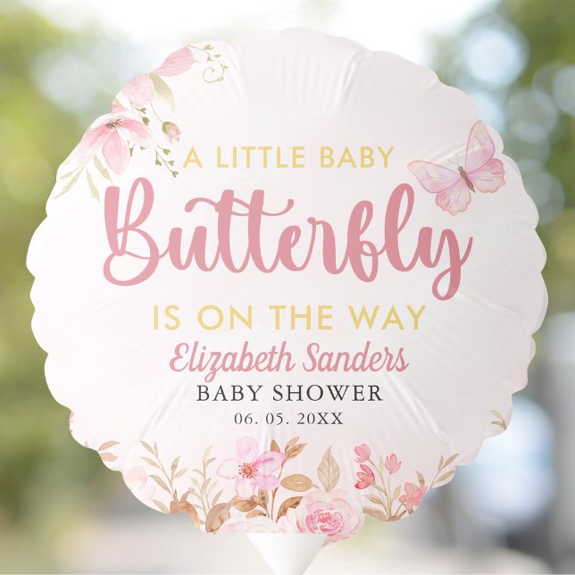 Little Butterfly is on the Way, Baby Shower Girl Balloon (Creator Uploaded)
