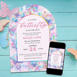 Little Butterfly Is On The Way Pink Baby Shower Invitation