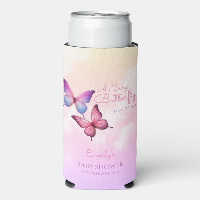 Little Butterfly Magical Baby Shower  Seltzer Can Cooler (Seltzer Front)