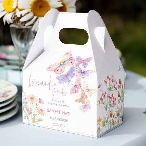 Little butterfly meadow wildflowers baby shower in favor boxes