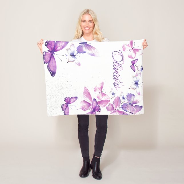 Little Butterfly Personalized Gift Birthday Party  Fleece Blanket (In Situ)