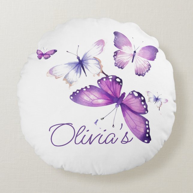 Little Butterfly Personalized Gift Birthday Party  Round Pillow (Front)