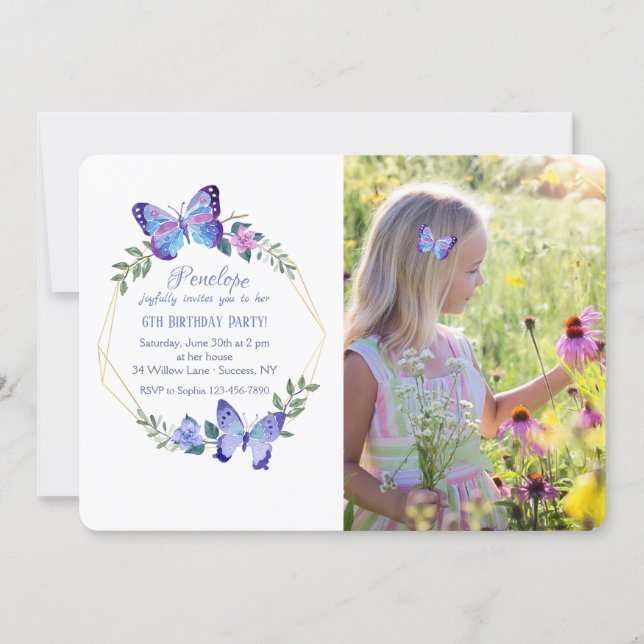 Little Butterfly Photo Invitation (Front)
