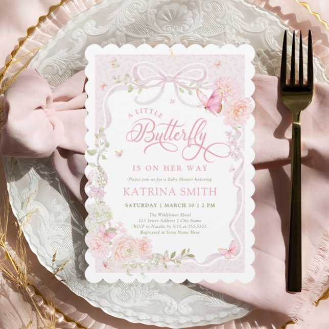 Little Butterfly Pink Baby Shower Invitation (Creator Uploaded)