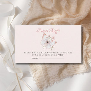 Little Butterfly Pink Diaper Raffle Baby Shower  Enclosure Card
