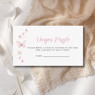 Little Butterfly Pink Diaper Raffle Baby Shower  Enclosure Card