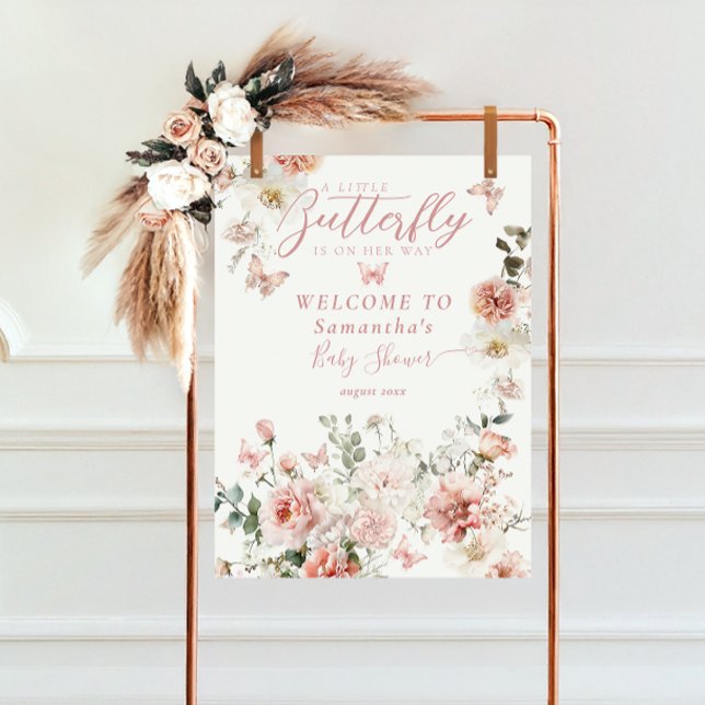 Little Butterfly Pink Floral Baby Girl Shower  Foam Board (Creator Uploaded)