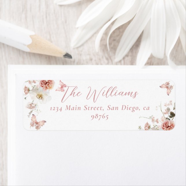 Little Butterfly Pink Floral Baby Girl Shower  Label (Insitu)