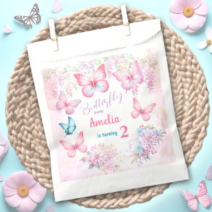 Little Butterfly Pink Floral Summer Girl Birthday Favor Bag
