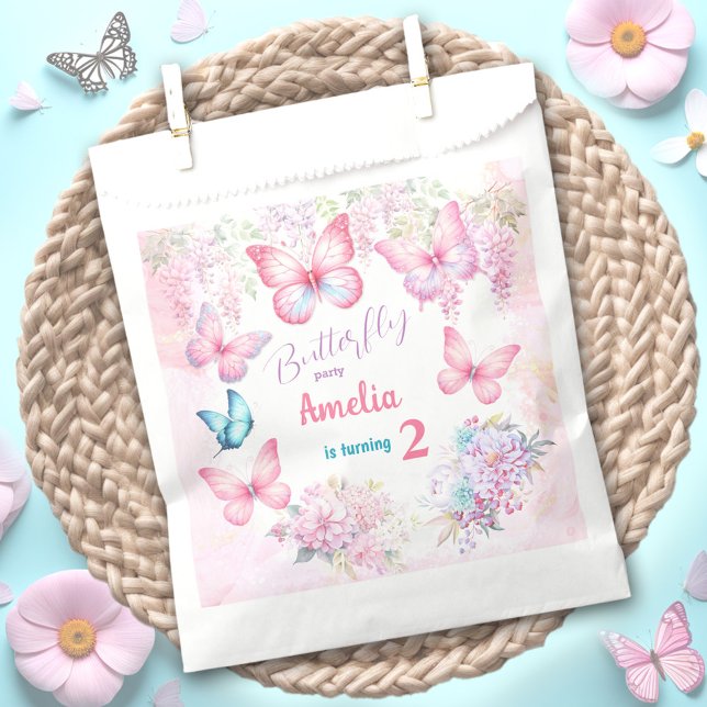 Little Butterfly Pink Floral Summer Girl Birthday Favor Bag (Little Butterfly Pink Floral Summer Girl Birthday Favor Bag)