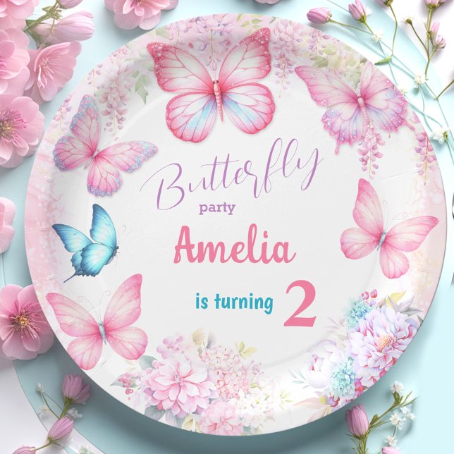 Little Butterfly Pink Floral Summer Girl Birthday Paper Plates (Little Butterfly Pink Floral Summer Girl Birthday Paper Plates)