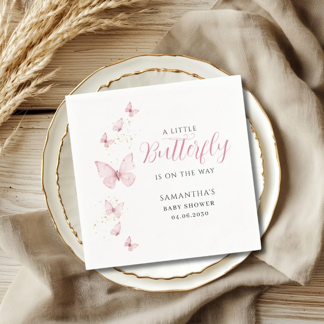 Little Butterfly Pink Girl Baby Shower Napkins (Creator Uploaded)