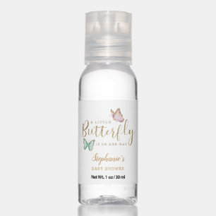 Little Butterfly Pink Mint Baby Shower Hand Sanitizer