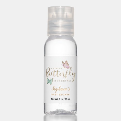 Little Butterfly Pink Mint Baby Shower Hand Sanitizer