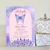 Little butterfly purple lavender baby shower invitation