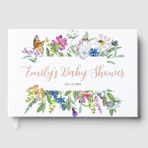Little Butterfly Spring Wildflower Baby Shower Foil Guest Book