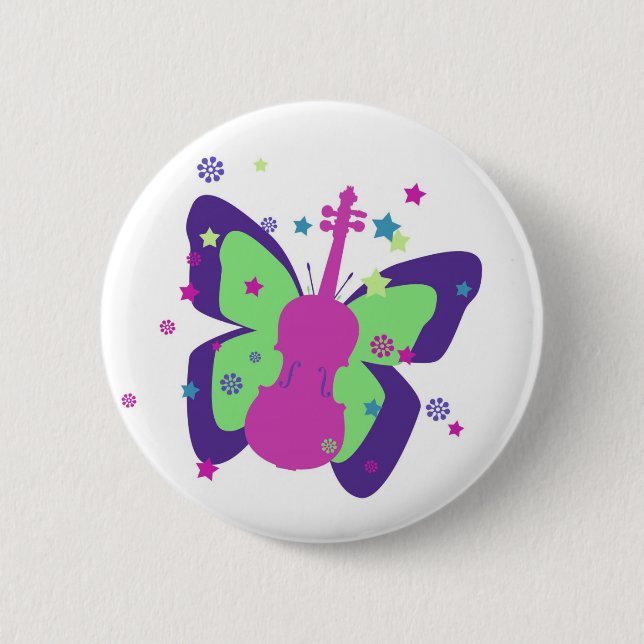 Little Butterfly Violin Kid Button (Front)