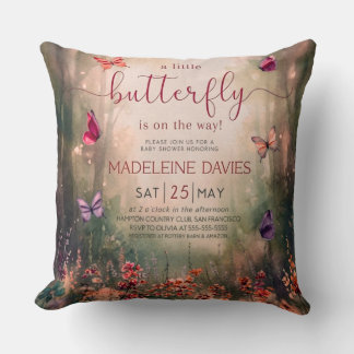 Little Butterfly Watercolor Baby Shower Throw Pillow